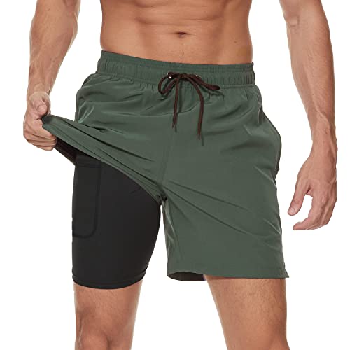 Arcweg Herren Badehose 2 in 1 mit Kompression Liner, atmungsaktiv, elastisch, verstellbar