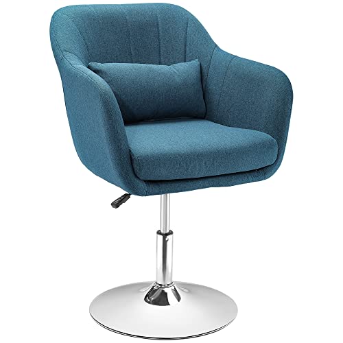 homcom relaxsessel mit armlehne, gepolstert, drehstuhl, höhenverstellbar, hellblau