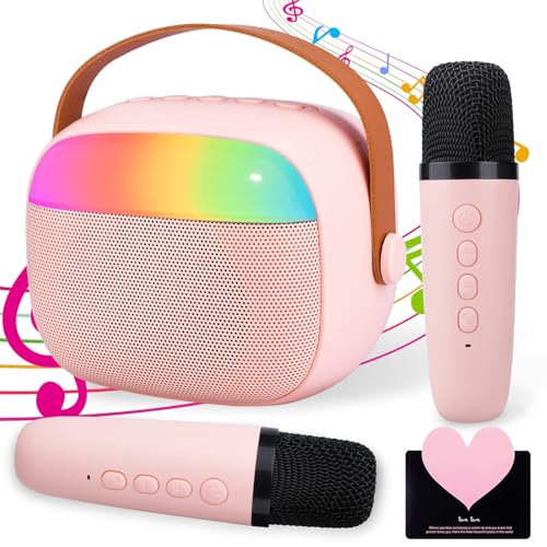karaoke maschine kinder igugi mit 2 drahtlosen mikrofonen und led-lichtern