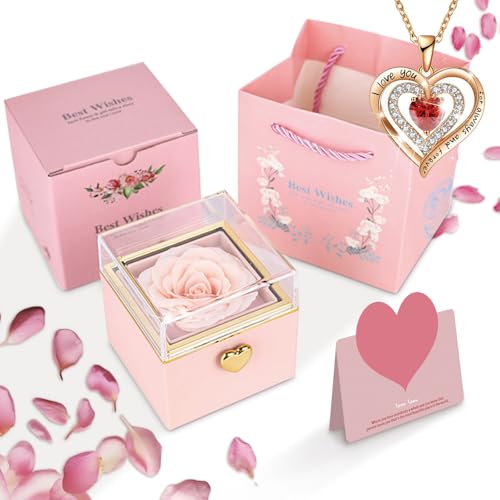 auvstar ewige rose mit halskette, geschenkidee für frauen und mama, unendliche rose
