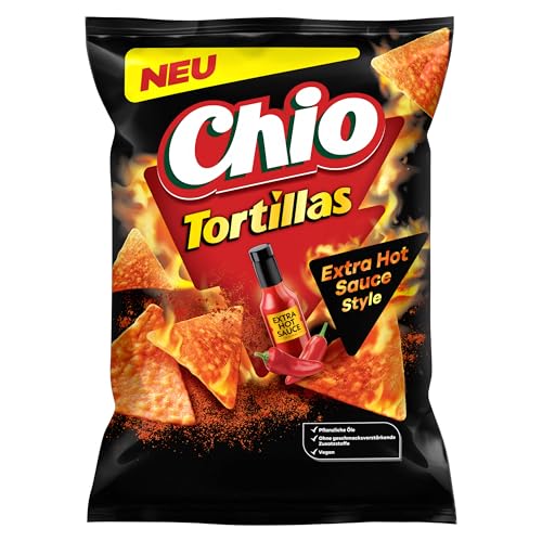 chio tortillas extra hot sauce style 110g nachos dip