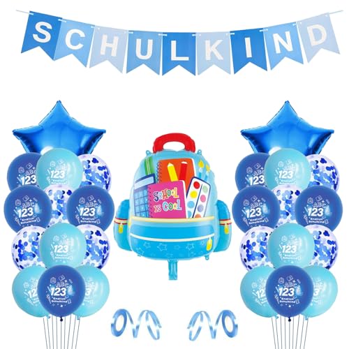 DazzJoy luftballons einschulung dekoration jungen, abc 123 schuleinführung girlande