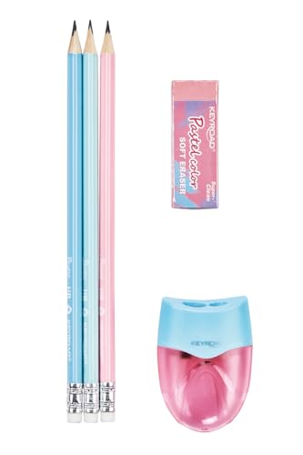 keyroad schulset, dreieckig, 5 teile, pastell farben, schulsachen, geschenk zum schulanfang