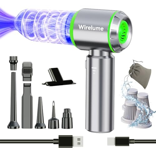 Handstaubsauger kabellos 22000 Pa Zyklon-Saugleistung bürstenlos tragbar Silber