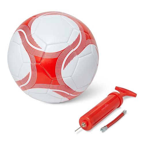 amazon basics fußball mit pumpe gr. 5 trainingsball butyl-blase pvc für drinnen draußen