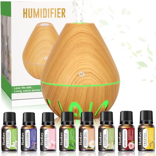 xunivers aroma diffuser 200ml mit 8 ätherischen ölen, ultraschall-luftbefeuchter, led lichtfarben