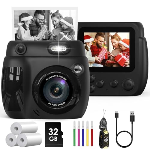 sofortbildkamera kinder gofunly 1080p hd mit 2,4 zoll display 32gb karte druckpapier