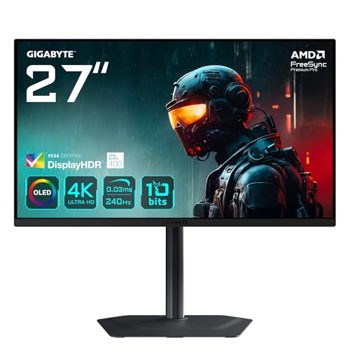 gigabyte mo27u2 qd-oled 27" 4k gaming monitor 240hz hdmi 2.1 dp 1.4 0,03ms