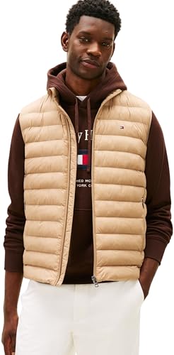 tommy hilfiger weste herren packable recycled vest beige coastal taupe xl