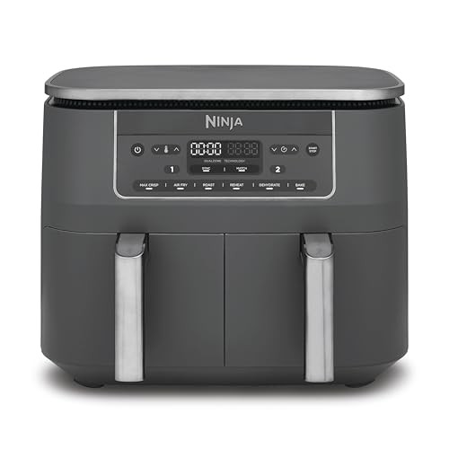 Ninja Dual Zone Heißluftfritteuse 6-in-1, 7,6L, 2 Schubladen, Metallic Grau DZ300EU