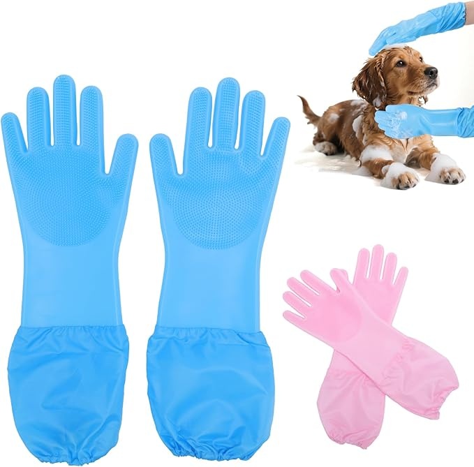 Hundepflege Handschuhe Silikon 2 Stück für Katzen & Hunde  Fellpflege, Haarentfernung