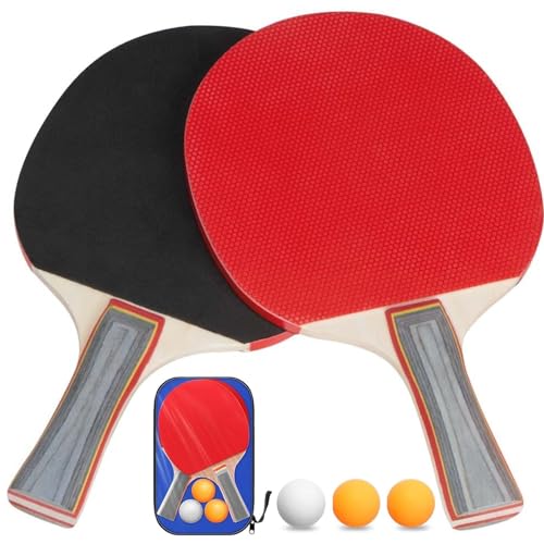 tischtennis schläger set mit 2 hochelastischen schlägern und 3 bällen für anfänger