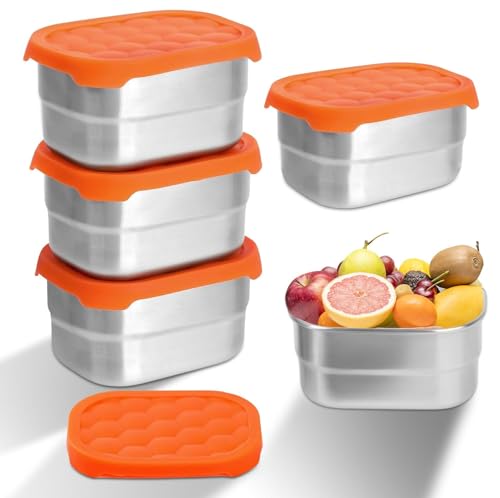 Produktbild: jausenbox edelstahl 230 ml snack box mit silikon deckel, wiederverwendbare dose