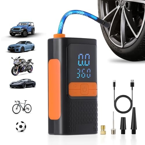 bpmio elektrische luftpumpe 12V tragbare akku fahrradpumpe mit lcd display, usb-c