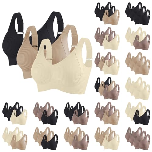 damen nahtloser bh ohne bügel 3er pack gepolstert push up stark halt bustier glatt
