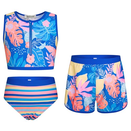 mädchen badeanzug tankini 3-teilig set grau grace karin 7-8 jahre sommer