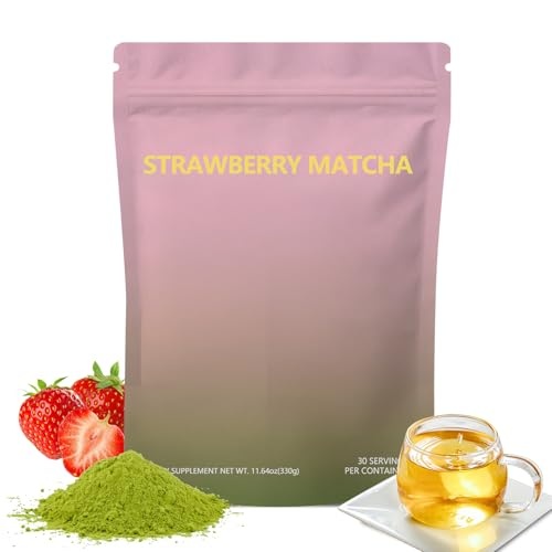 bio matcha tee pulver, instant teepulver, zuckerfreies getränk, 330g, strawberry, energie, für smoothies und latte