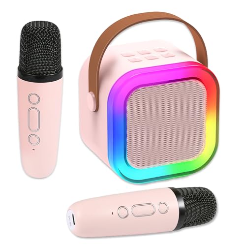 Karaoke Maschine chennyfun mit 2 mikrofonen, bluetooth, led-licht, tragbar