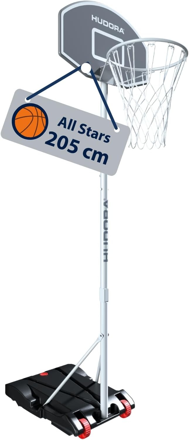 HUDORA Basketballständer All Stars 205 - höhenverstellbarer Korb mit Rollen