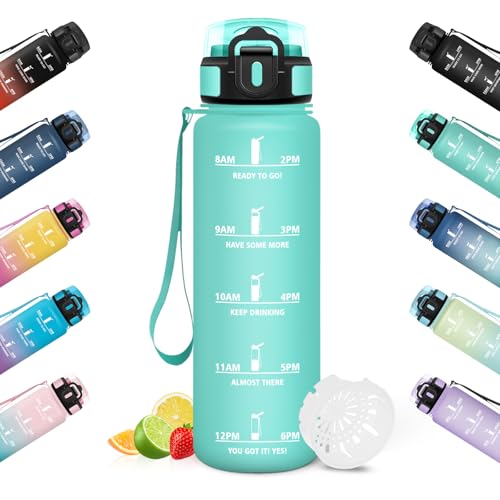 trinkflasche honeyholly 1l blaugrün, auslaufsicher, wasserflasche