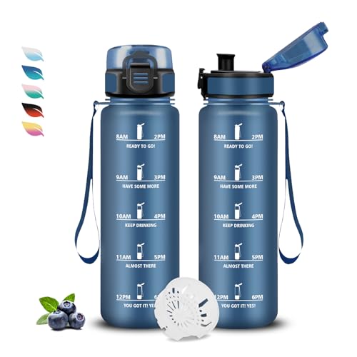 Produktbild: trinkflasche kinder 500ml auslaufsicher mit zeitmarkierung und filter für schule outdoor