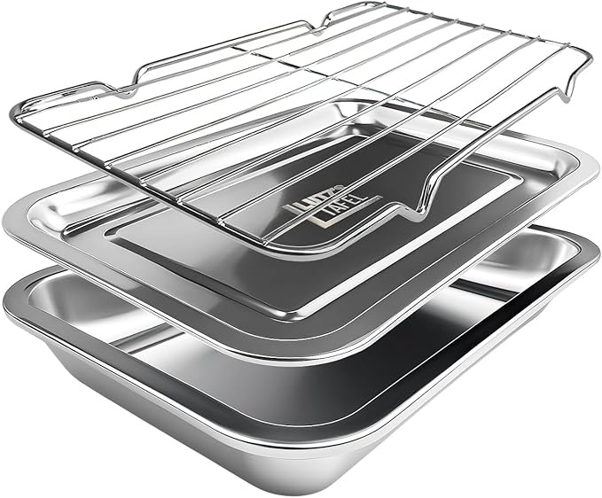 backbleche und gitter set, emailliertes backblech, verchromtes backofenrost, disanvir