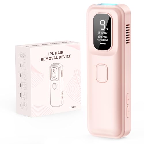 haarentfernung IPL gerät schmerzfrei, 9 energiestufen, 999.900 lichtimpulse, rosa