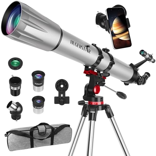 hugerstars teleskop 90mm 900mm refraktor für erwachsene kinder mit stativ und mondfilter