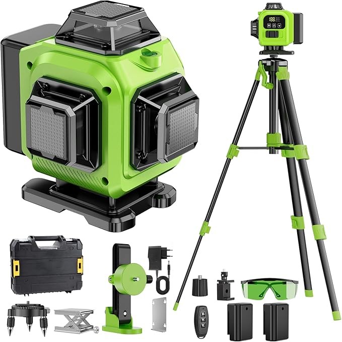 Produktbild: Kreuzlinienlaser grün 16 Linien selbstnivellierend 4 x 360 mit Stativ, Innenbereich