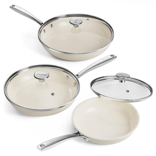 Redchef Pfannenset 6-teilig, Keramik, Induktion, 20/24/28 cm, Antihaft, beige