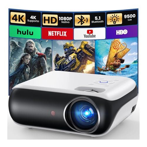Produktbild: happun h1 full hd beamer tragbar 1080p bluetooth projektor für heimkino und outdoor