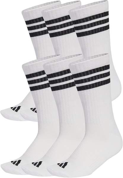 Adidas 3-Streifen Essentials Crew Socken 6 Paar weiß/schwarz 34-48