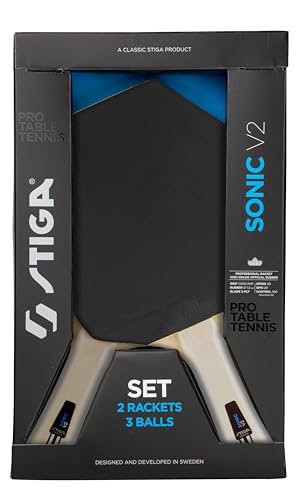 tischtennis-set stiga sonic v2  2 cybershape-schläger & 3 bälle, ittf-zugelassen