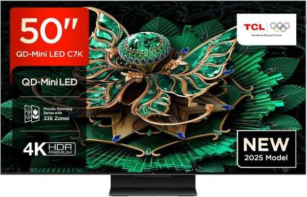 tcl 50c7k 50 zoll qd-mini led 4k hdr tv 144hz für 549 euro statt 629 euro