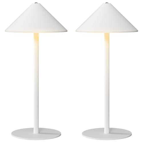 Produktbild: tischlampe 2er set homcom mit 3 lichtfarben, usb aufladbar, metall, weiß