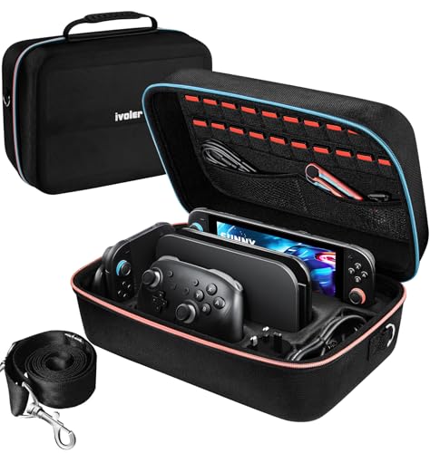 nintendo switch 2 tasche schwarz, schutzhülle mit zusatzfächern