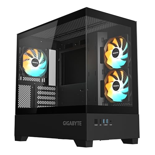 gigabyte c201 mATX mid tower gehäuse mit 3x argb lüfter und tg seitenteil
