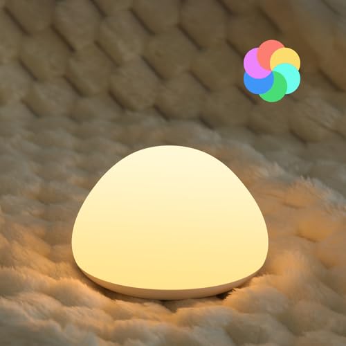 jolywell nachtlicht kinder, rgb silikon nachttischlampe mit timer, usb wiederaufladbar