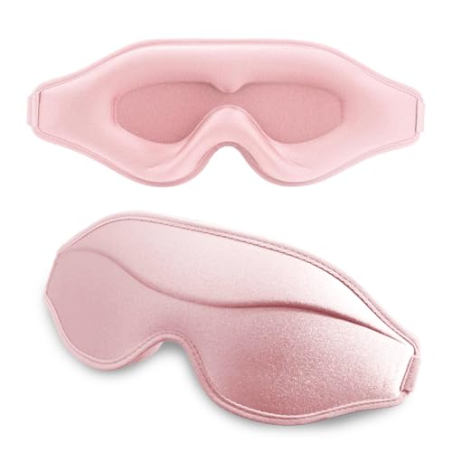 Produktbild: augensmasken für frauen, seiden schlafmaske mit verstellbarem band, rosa lichtblockierend