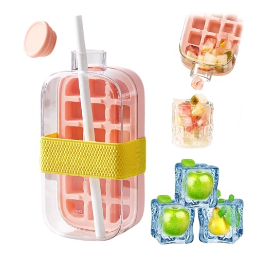 Produktbild: eiswürfel flasche 2 in 1, ice cube bottle, eiswürfelform tray mit deckel und stroh