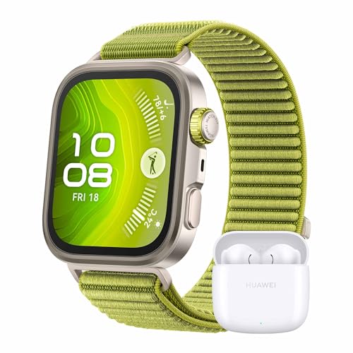huawei watch fit 4 pro smartwatch mit freebuds se 2, gps, wasserdicht, akku 10 tage, grün