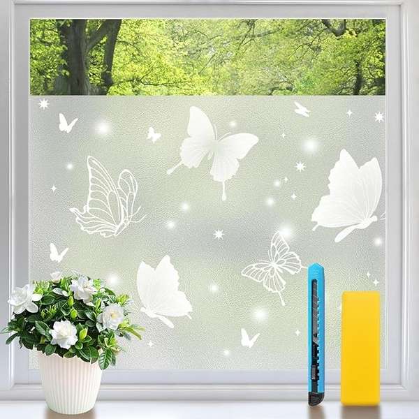 Fensterfolie Schmetterling 105x200cm blickdicht selbstklebend Milchglasfolie