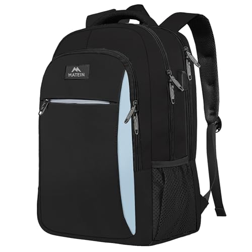 matein rucksack für herren 17,3 zoll lässiger laptoprucksack mit usb anschluss wasserdicht blau schwarz