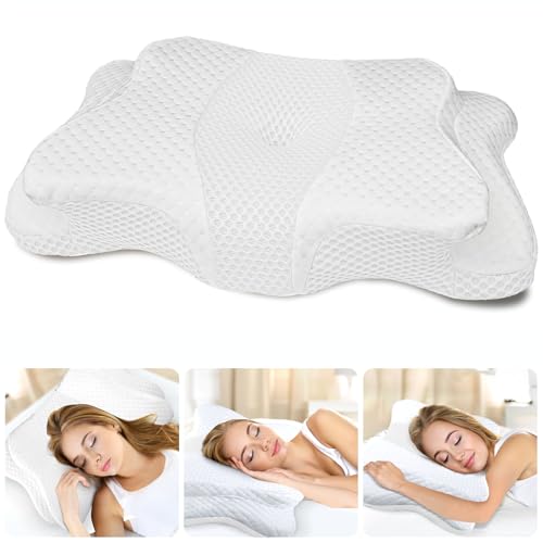 Memory Foam Kissen, Ergonomisches Nackenstützkissen für Seitenschläfer und Rückenschläfer
