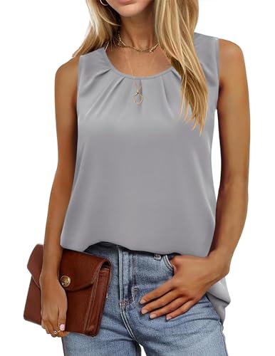 zeagoo damen tank top chiffon ärmellos sommer blusentop grau locker xl