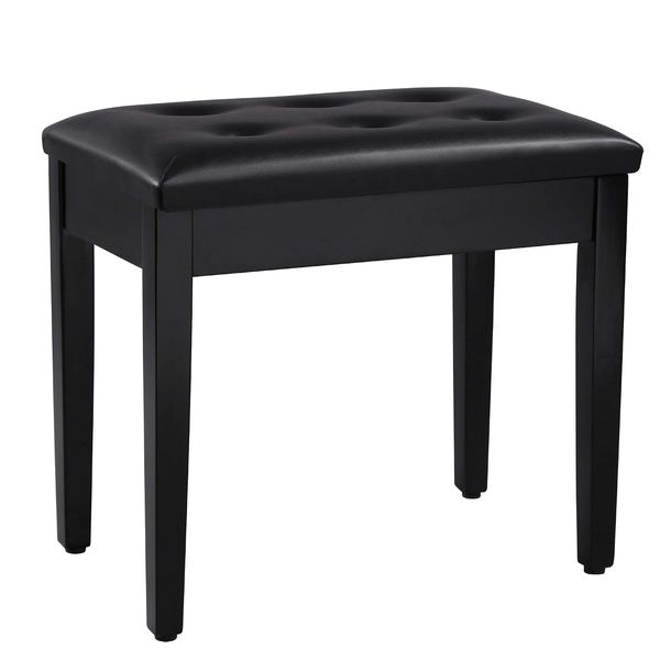 SONGMICS Klavierhocker mit Stauraum, Kunstleder schwarz, 56x35x49,5 cm, bis 136 kg