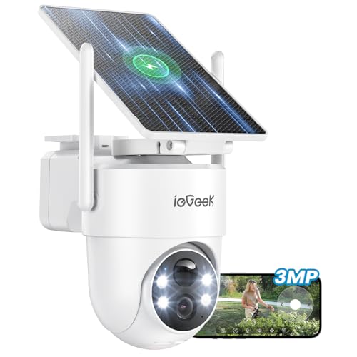 ieGeek 2K Überwachungskamera außen mit solar, 360 PTZ, WLAN, 2-Wege-Audio