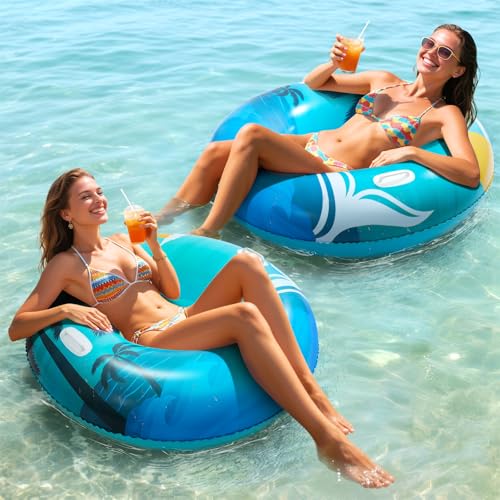 heysplash schwimmring für erwachsene 42'' aufblasbar 2 stück blau grün schwimmen fluss pool strand