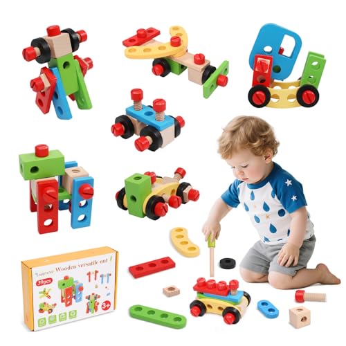holzspielzeug kinder konstruktionsset montessori motorikspielzeug ab 3 jahren