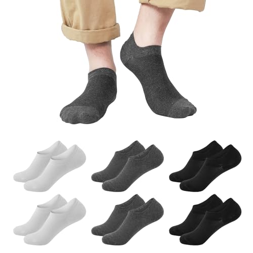 CooTooLa sneaker socken 6 paar unisex atmungsaktiv unsichtbar baumwolle schwarz weiß grau